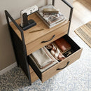 CARLA HOME 3 Drawer Tallboy Storage Cabinet - Brown - Rustic - Steel - Chest Drawers Tallboy-5