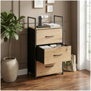 CARLA HOME 3 Drawer Tallboy Storage Cabinet - Brown - Rustic - Steel - Chest Drawers Tallboy-6