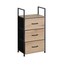 CARLA HOME 3 Drawer Tallboy Storage Cabinet - Brown - Rustic - Steel - Chest Drawers Tallboy-8
