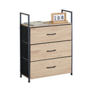 CARLA HOME 3 Drawer Tallboy Large Storage Cabinet - Brown - Rustic - Steel - Chest Drawers Tallboy-1