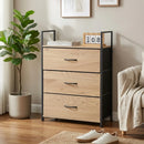 CARLA HOME 3 Drawer Tallboy Large Storage Cabinet - Brown - Rustic - Steel - Chest Drawers Tallboy-2