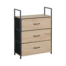 CARLA HOME 3 Drawer Tallboy Large Storage Cabinet - Brown - Rustic - Steel - Chest Drawers Tallboy-8