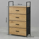 CARLA HOME 4 Drawer Tallboy Large Storage Cabinet - Brown - Rustic - Steel - Chest Drawers Tallboy-3