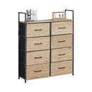 CARLA HOME 8 Drawer Tallboy Large Storage Cabinet - Brown - Rustic - Steel - Chest Drawers Tallboy-1
