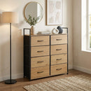 CARLA HOME 8 Drawer Tallboy Large Storage Cabinet - Brown - Rustic - Steel - Chest Drawers Tallboy-2