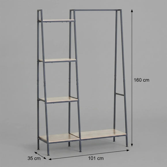CARLA HOME Freestanding Garment Rack with Shelves - 4 Tier - Brown - Garment Rail