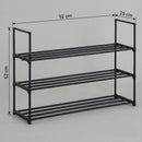 CARLA HOME 3 Tier Metal Shoe Rack - Free Standing Organiser - Black - Basic - Steel-3