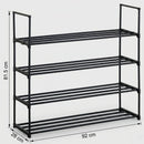 CARLA HOME 4 Tier Metal Shoe Rack - Free Standing Organiser - Black - Basic - Steel-3