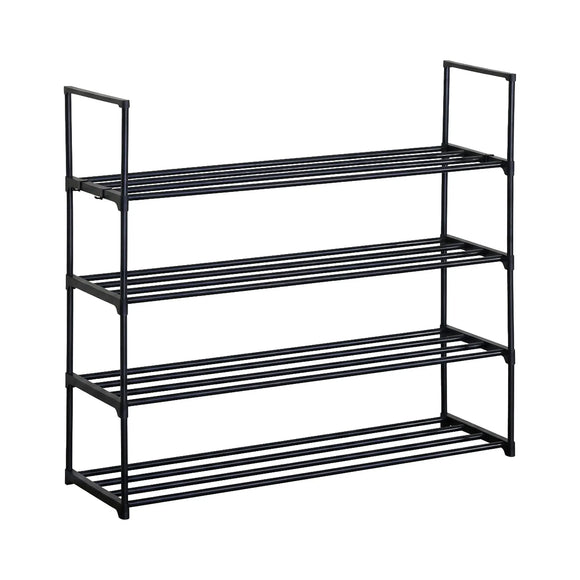 CARLA HOME 4 Tier Metal Shoe Rack - Free Standing Organiser - Black - Basic - Steel