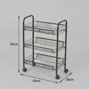 CARLA HOME 3 Tier Rolling Kitchen Trolley Cart - Metal Mesh - Black - Basic - Steel-3