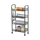 CARLA HOME 4 Tier Rolling Kitchen Trolley Cart - Metal Mesh - Black - Basic - Steel-1