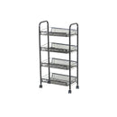 CARLA HOME 4 Tier Rolling Kitchen Trolley Cart - Metal Mesh - Black - Basic - Steel-8