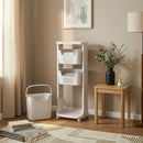 CARLA HOME 3 Tier Rolling Laundry Basket - White with Wheels - Basic - Plastic - 3 - tier Rolling Laundry-6
