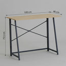 CARLA HOME Foldable Computer Desk - Oak Steel Frame Study Table - Brown - Foldable Desk-3
