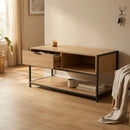 CARLA HOME Coffee Table with Drawer - Wood and Metal Frame - Brown - Rustic - Steel-5