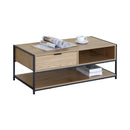 CARLA HOME Coffee Table with Drawer - Wood and Metal Frame - Brown - Rustic - Steel-9