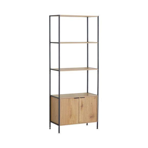 CARLA HOME Bookcase with Cabinet - 3 - Tier Display Shelf - Brown - Storage Cabinet