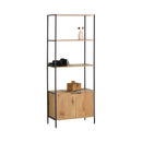 CARLA HOME Bookcase with Cabinet - 3 - Tier Display Shelf - Brown - Storage Cabinet-9