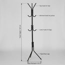 CARLA HOME Metal Coat Rack Stand - 12 Hook Clothes Hanger - Black - Garment Rack-3