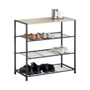 CARLA HOME 4 Tier Shoe Rack with Mdf Top Shelf - Metal - Brown - Rustic - Steel - Metal Mesh Shelves-1