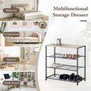 CARLA HOME 4 Tier Shoe Rack with Mdf Top Shelf - Metal - Brown - Rustic - Steel - Metal Mesh Shelves-4