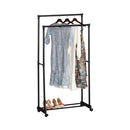 CARLA HOME Double Rod Garment Rack with Wheels - Black - Basic - Steel - Double Rod Clothes-9