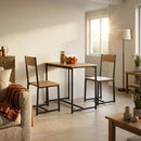 CARLA HOME 3 - Piece Dining Table Set - Square Table 2 Chairs - Brown - Dinning Table-5