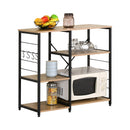 CARLA HOME Kitchen Baker's Rack 4 Tier - Metal Shelf with Hooks - Brown - Kitchen Rack-1