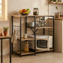 CARLA HOME Kitchen Baker's Rack 4 Tier - Metal Shelf with Hooks - Brown - Kitchen Rack-2