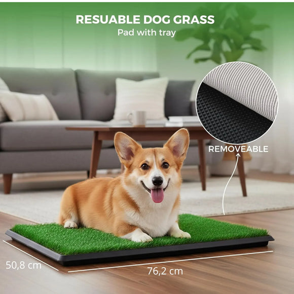 CARLA HOME Dog Grass Pad with Tray - 3-Layer - Outdoor - Puppy Potty Pad Grass