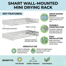 CARLA HOME Wall Mounted Clothes Drying Rack - Foldable - Balcony Folding Clothes - White-3