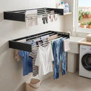 CARLA HOME Wall Mounted Clothes Drying Rack - Foldable - Balcony Folding Clothes - Black-2