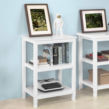 Console Table 3 Shelves, White - 0