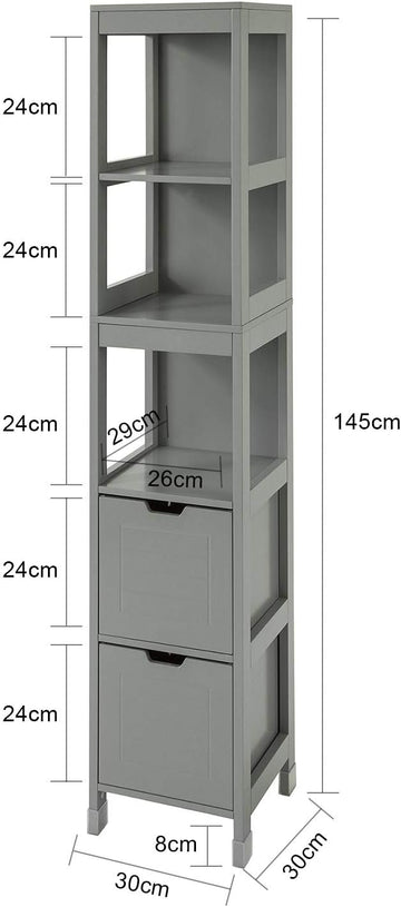 Tall Cabinet Shelf Drawer, Grey - 0