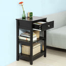 Black Bedside Table with 1 Drawer and 2 Shelves-3