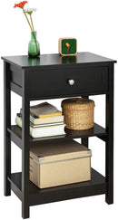 Black Bedside Table with 1 Drawer and 2 Shelves-6