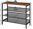 4-Tier Shoe Rack, Industrial Shoe Organizer Storage Bench-4