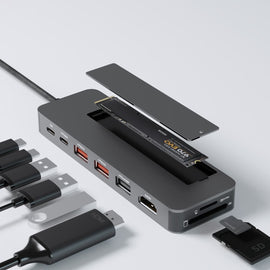 mbeat Elite 9-in-1 USB-C Multiport Hub with Built-in M.2 NVMe SSD Enclosure - 0