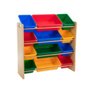 Kids Organiser Shelf Storage Rack for Toys - 12 Multicoloured Bins-1