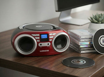 Portable CD Player (Red) 4W Speaker with FM Radio & AUX In - 0