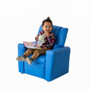 Blue Kids push back recliner chair with cup holder-5