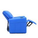 Blue Kids push back recliner chair with cup holder-12