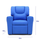 Blue Kids push back recliner chair with cup holder-13