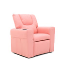 Pink Kids push back recliner chair with cup holder-2
