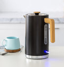 1.7L Kitchen Kettle and 2-Slice Bread Toaster Set in Black with Wood Accents-3