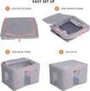 Foldable Storage Box Crushed Steel Frame Clothes Quilt Toys Organizer 100L Random color-2