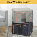 Foldable Storage Box Crushed Steel Frame Clothes Quilt Toys Organizer 24L-5