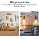 Infrared Electric Wall Heater Patio Bathroom Heat Waterproof Strip with Remote-6