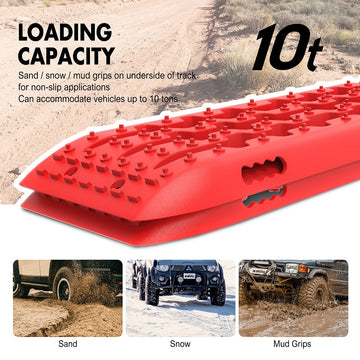 X-BULL Recovery tracks 10T Sand Mud Snow 2 pairs Offroad 4WD 4x4 2pc 91cm Gen 2.0 - red - 0