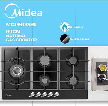 Gas Glass Cooktop 90cm Black - 0
